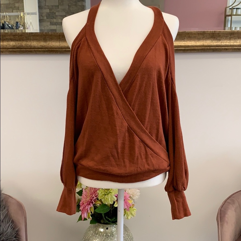 Cold shoulder sweater